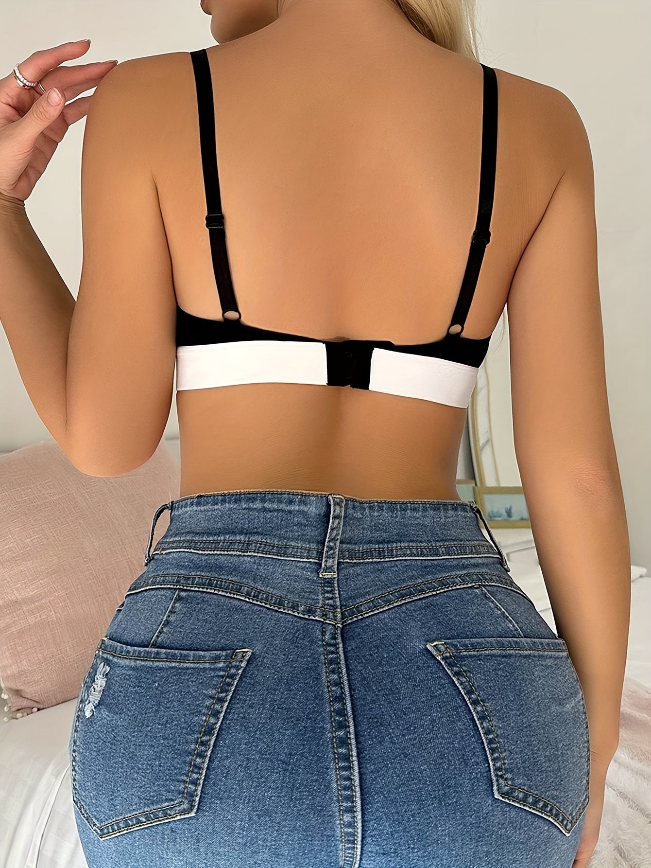 Colorblock Plunge Bra Wireless Lingerie