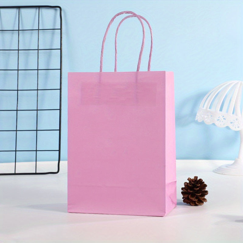 2x Solid Cowhide Candy Color Shopping Paper Bag