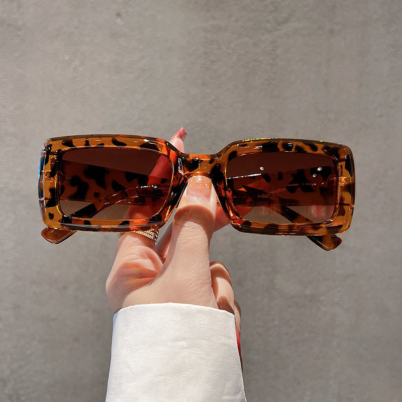Boho Rectangle Sunglasses Gradient Candy Shades UV400 Sunscreen Glasses