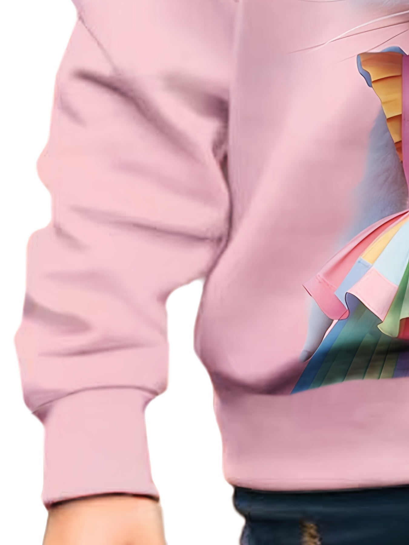 Girls Bunny Girl Graphic Sweatshirt Crew Neck Long Sleeve Pullover