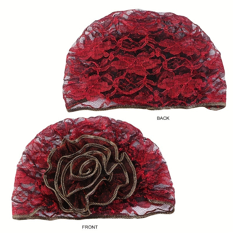 Floral Lace Turban Hat Vintage Breathable Chemo Head Wrap Women