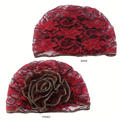 Floral Lace Turban Hat Vintage Breathable Chemo Head Wrap Women
