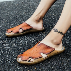 Men's Cut Out Stitch Detail Mules Casual Slippers for Beach