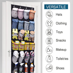 Over the Door Shoe Rack with 28 Large Pockets Hanging Shoe Organizer