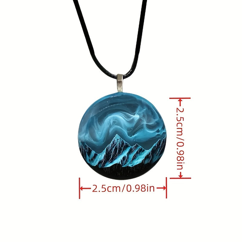 Snow Mountain Mist Nature Pendant Necklace