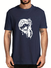 Men's Skull & Letter Print T shirt Casual Tee for Summer Outdoor