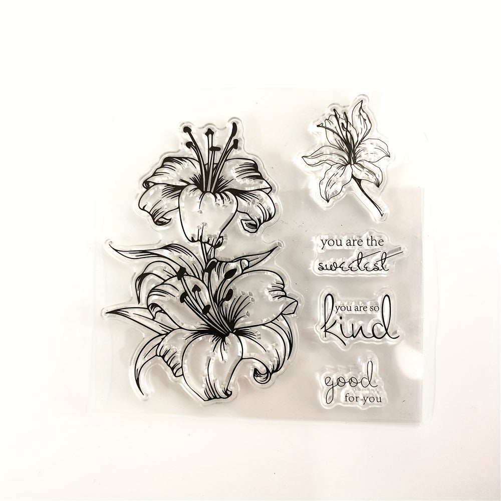 1pc Lily Flower Clear Stamps Transparent Stamp DIY Craft Making Greeting Card
