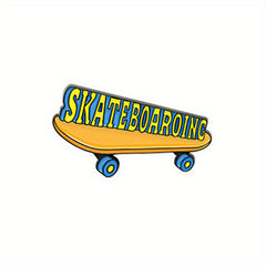 Cartoon Lettering Skateboard Metal Brooch for Girls