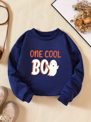 Boys ONE BOO Letter Print Sweatshirt