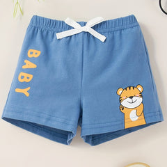 Baby Boys Letter Cartoon Print Casual Shorts