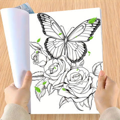 Butterflies & Flowers Coloring Book - Watercolor Paper Designs