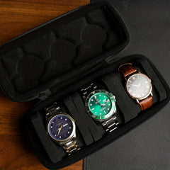 3 Slots Hard Watch Travel Case Watch Roll Case Storage And Organizer
