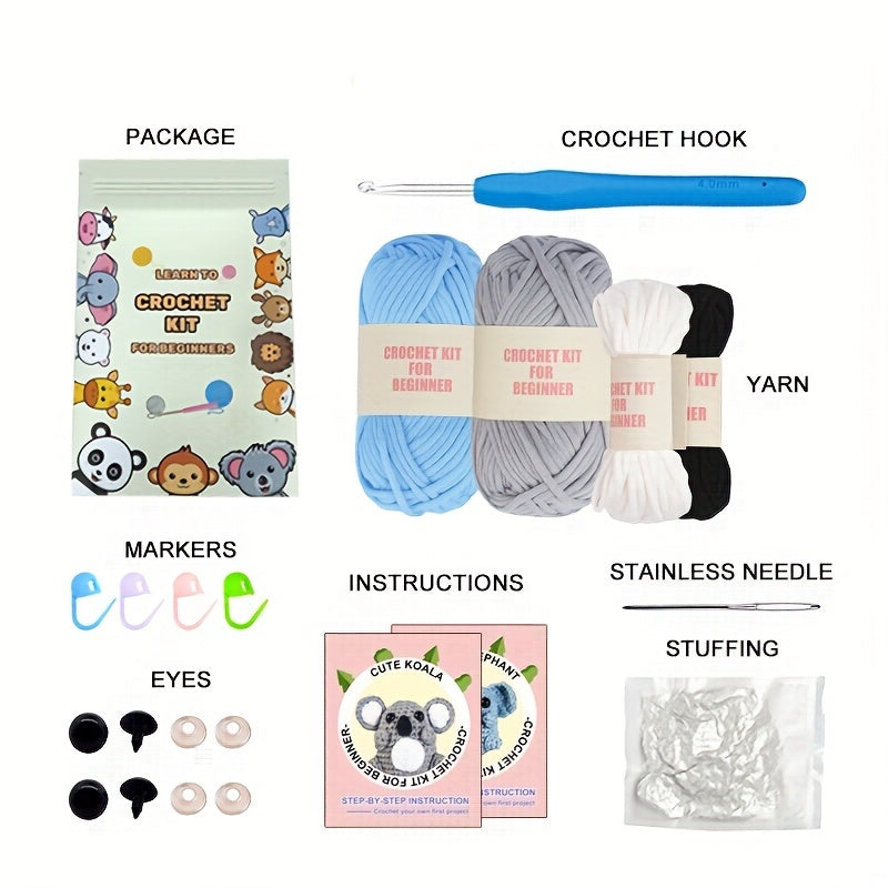 Crochet Material Package Set DIY Crochet Wool Animal English Instructions