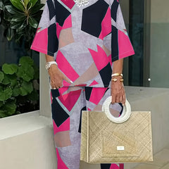 Women's Plus Geo Print Tee & Pants Set