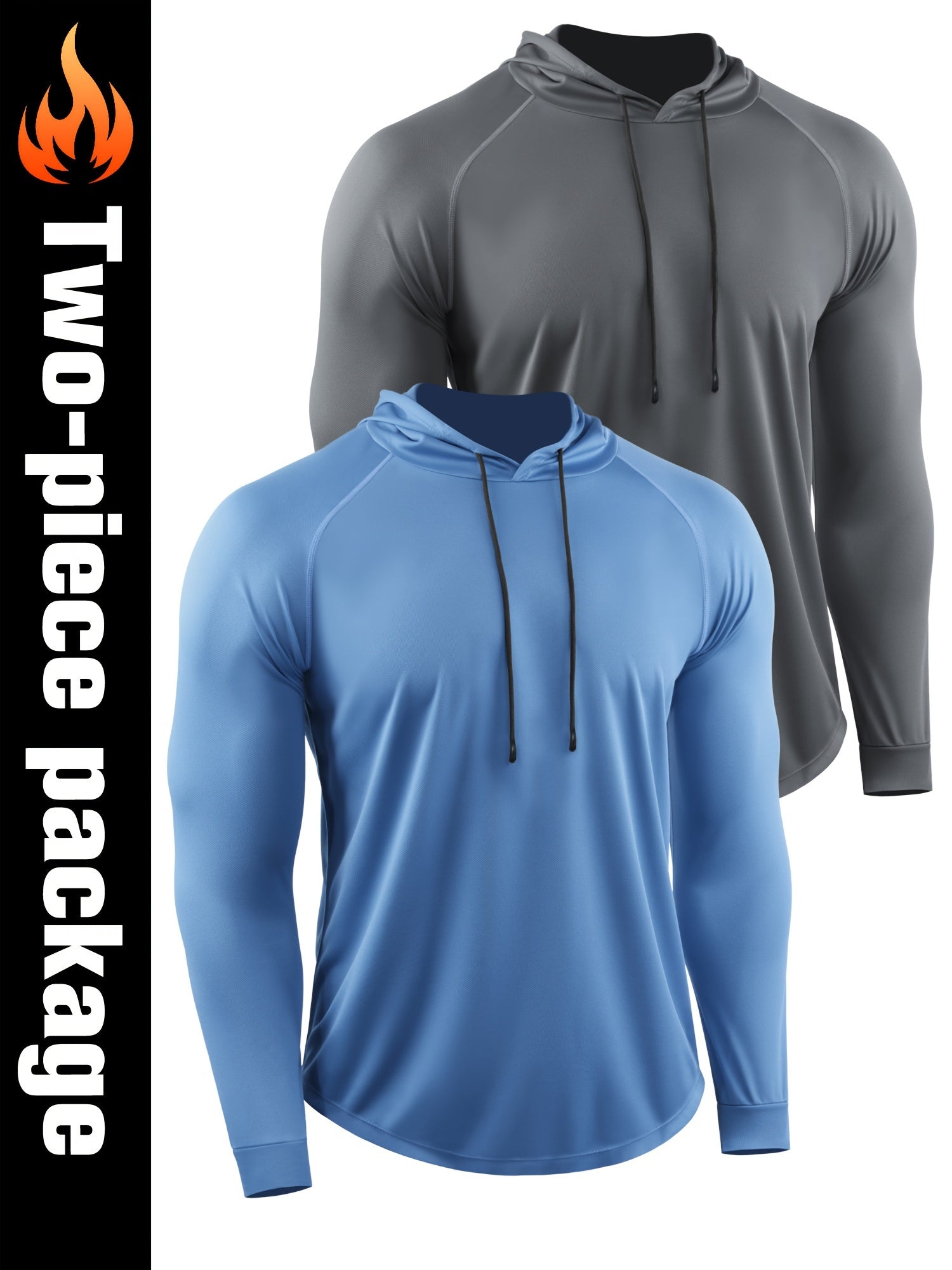 2 Pcs Men's Hoodies Breathable Loose Pullover for Autumn Winter