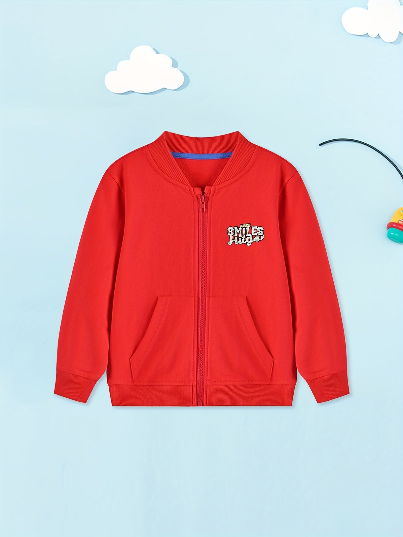 Boys Letter Print Jacket Zip Up Kids Clothing