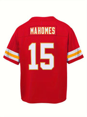 Youth Red Football Jersey V-Neck Short Sleeve Uniform for Games