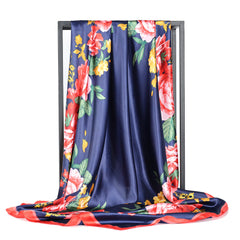 Floral Print Square Kerchief Neck Scarf Hair Accessory