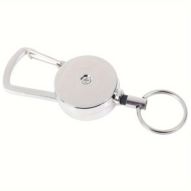1pc Retractable Metal Keychain Key Ring for Outdoor Camping