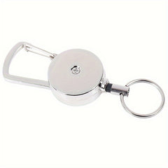 1pc Retractable Metal Keychain Key Ring for Outdoor Camping