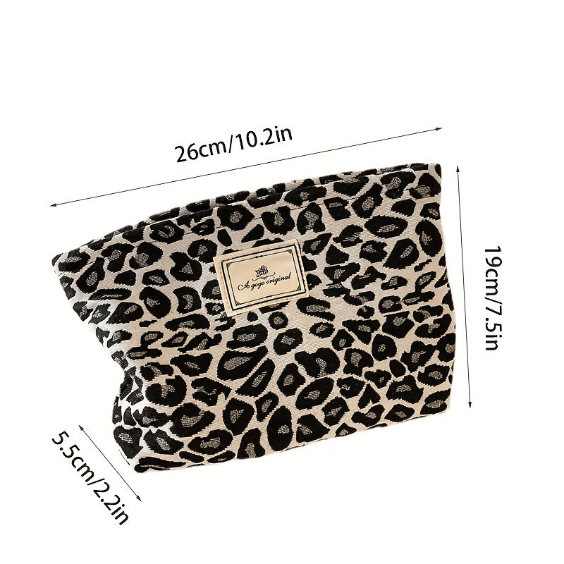 Leopard Print Makeup Bag Portable Travel Clutch Cosmetics Toiletries Washable