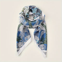 Classic Floral Print Shawl Silk Square Scarf French Style Headwrap