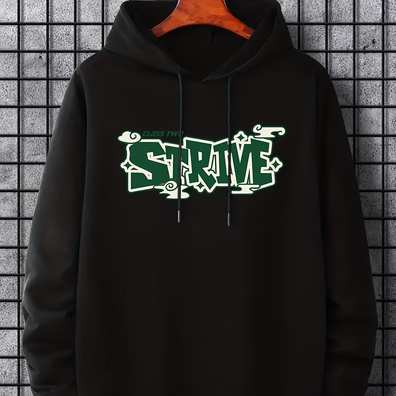 Men's Strive Print Hoodie Casual Drawstring Hooded Sweatshirt