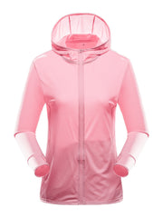 Women's UPF50 Protection Hooded Jacket Lightweight Full Zipper Long Sleeve