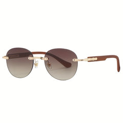 Round Rimless Sunglasses UV400 Gradient Glasses for Driving