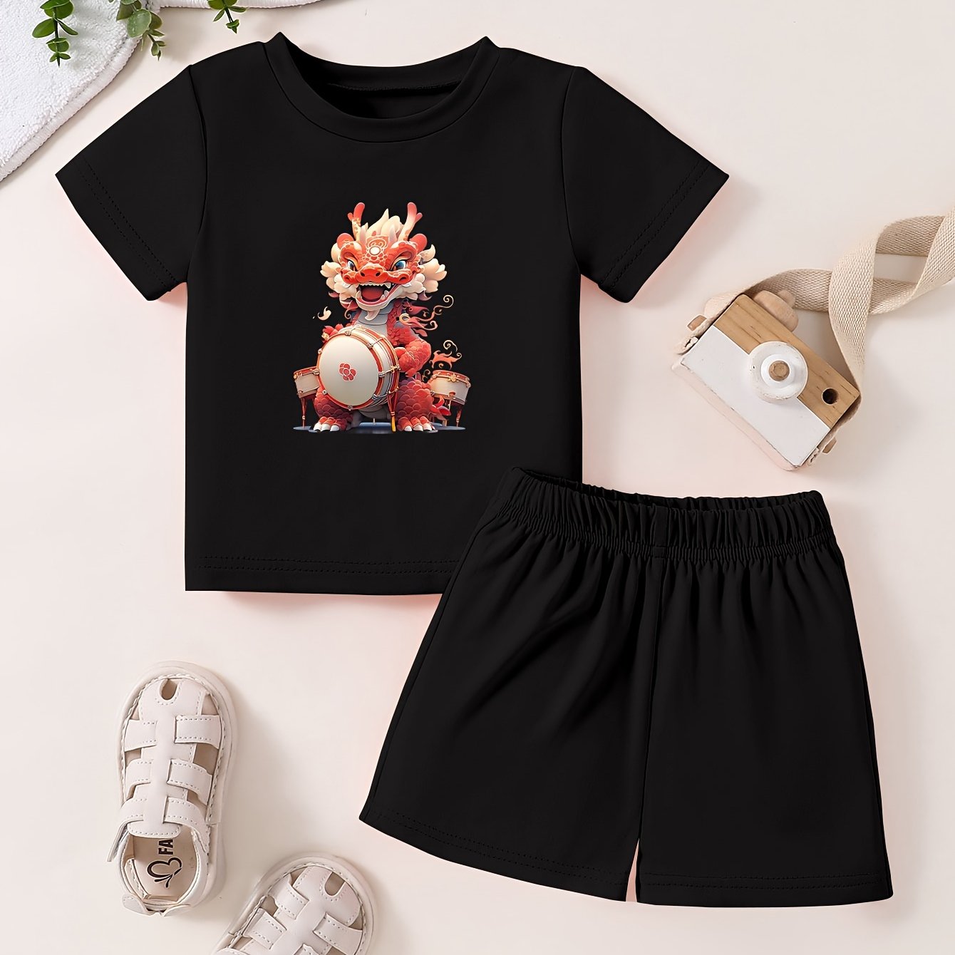Toddler Kid 2pcs Bottoming Set Short Sleeve T shirt & Matching Shorts