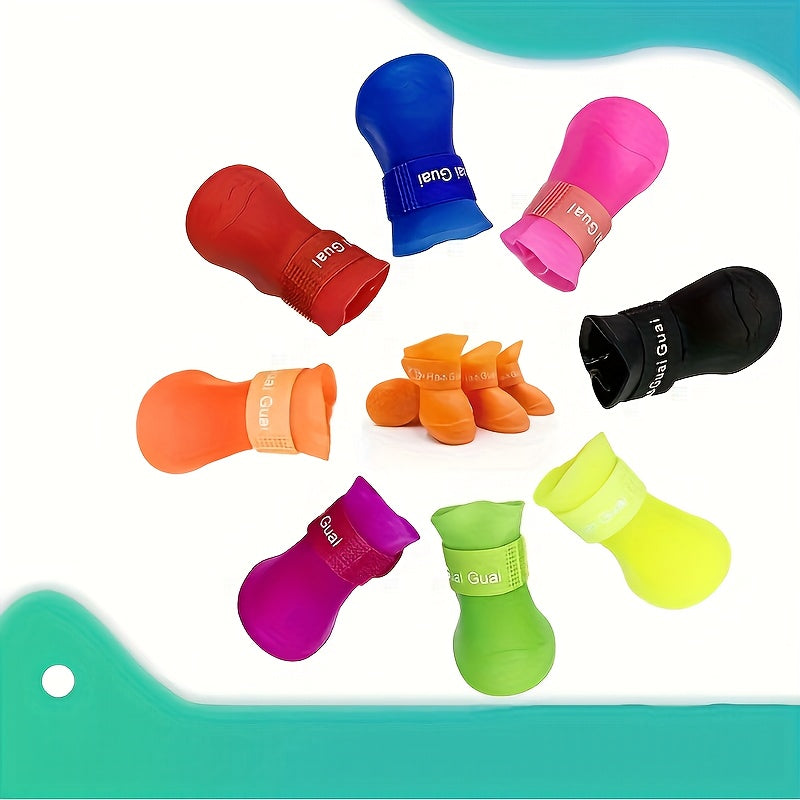4pcs Waterproof Dog Shoes Non-slip Anti-dirty Dog Boots