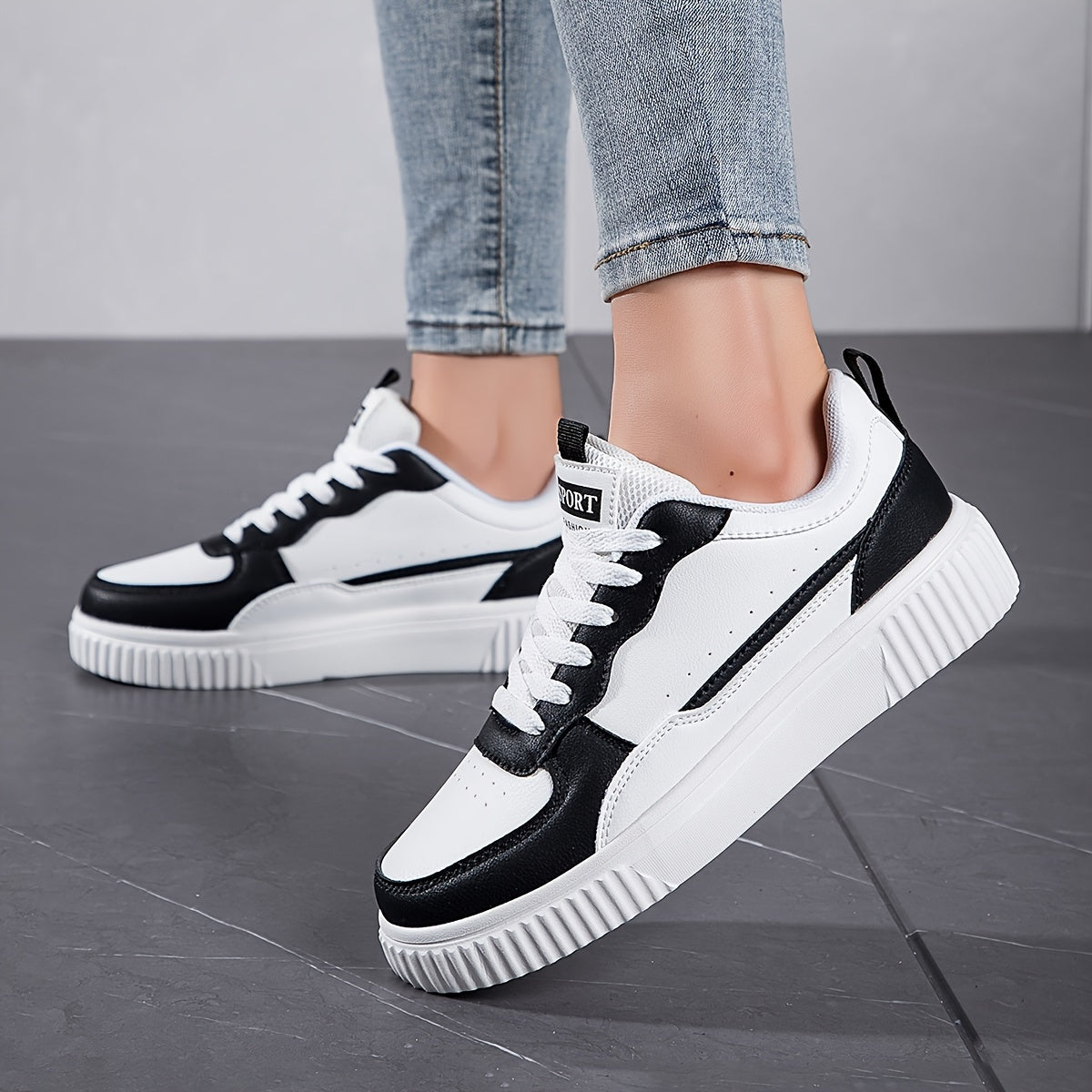Heighten Skate Shoes Faux Leather Casual Sneakers
