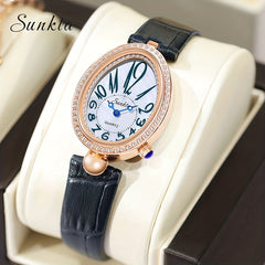 LIGE Girls Quartz Watch Teen Gift Life Waterproof Oval Female Student Watch