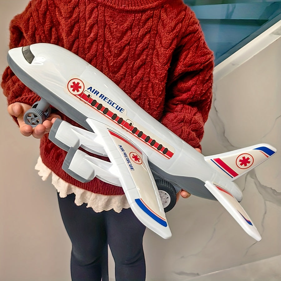 Large Air Rescue Toy Airplane with Red Accents - Perfect Gift for Boys & Girls