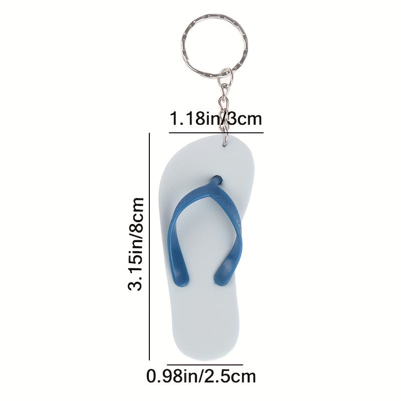 2pcs Cartoon Slippers Keychain Foam Flip Flops Key Ring Pendant