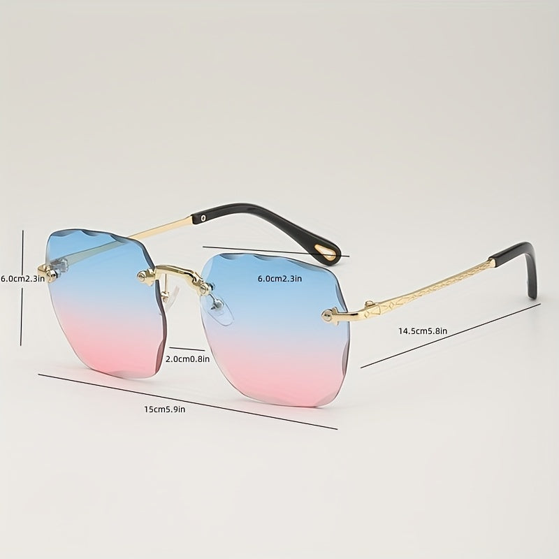 Square Rimless Sunglasses UV400 Gradient Glasses