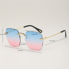 Square Rimless Sunglasses UV400 Gradient Glasses