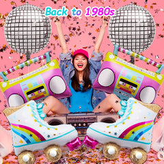 6pcs Roller Skate Sound 4D Disco Balloons for 70's & 80's Disco Theme