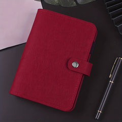 A6 Wine Red Felt Cloth Loose leaf Cover with Zipper Bags