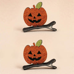 2pc Halloween Kids Pumpkin Hair Clips Set