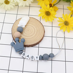 Personalized Silicone Crown Pacifier with Anti Drop Chain - Easter Gift