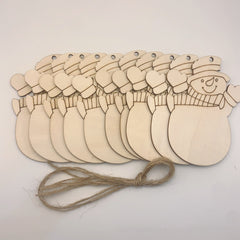 10pcs Snowman Christmas Decoration DIY Hand-painted Wooden Chips Blank Pendant