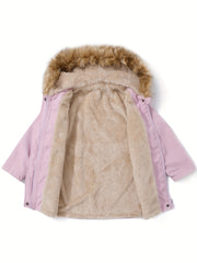 Toddler Girls Fleece Hooded Jacket Coat For Fall Winter