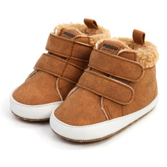 MYGGPP Baby Boys Hook And Loop Fastener Boots Soft And Warm Plus Fleece Winter