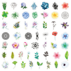 100 Flower Stickers Pack Vinyl Decals Hydroflask Laptop Scrapbooking