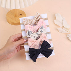 5-Piece Plaid Bowknot Headband Set for Little Princess