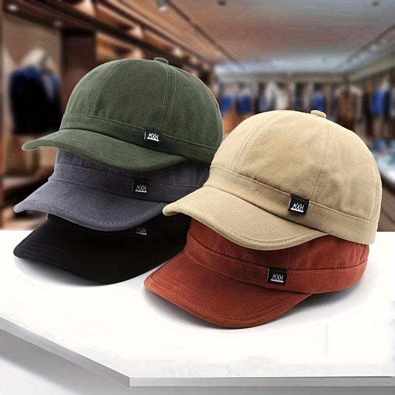 Short Brim Vintage Baseball Cap Classic Solid Dad Hat Lightweight Adjustable Sun