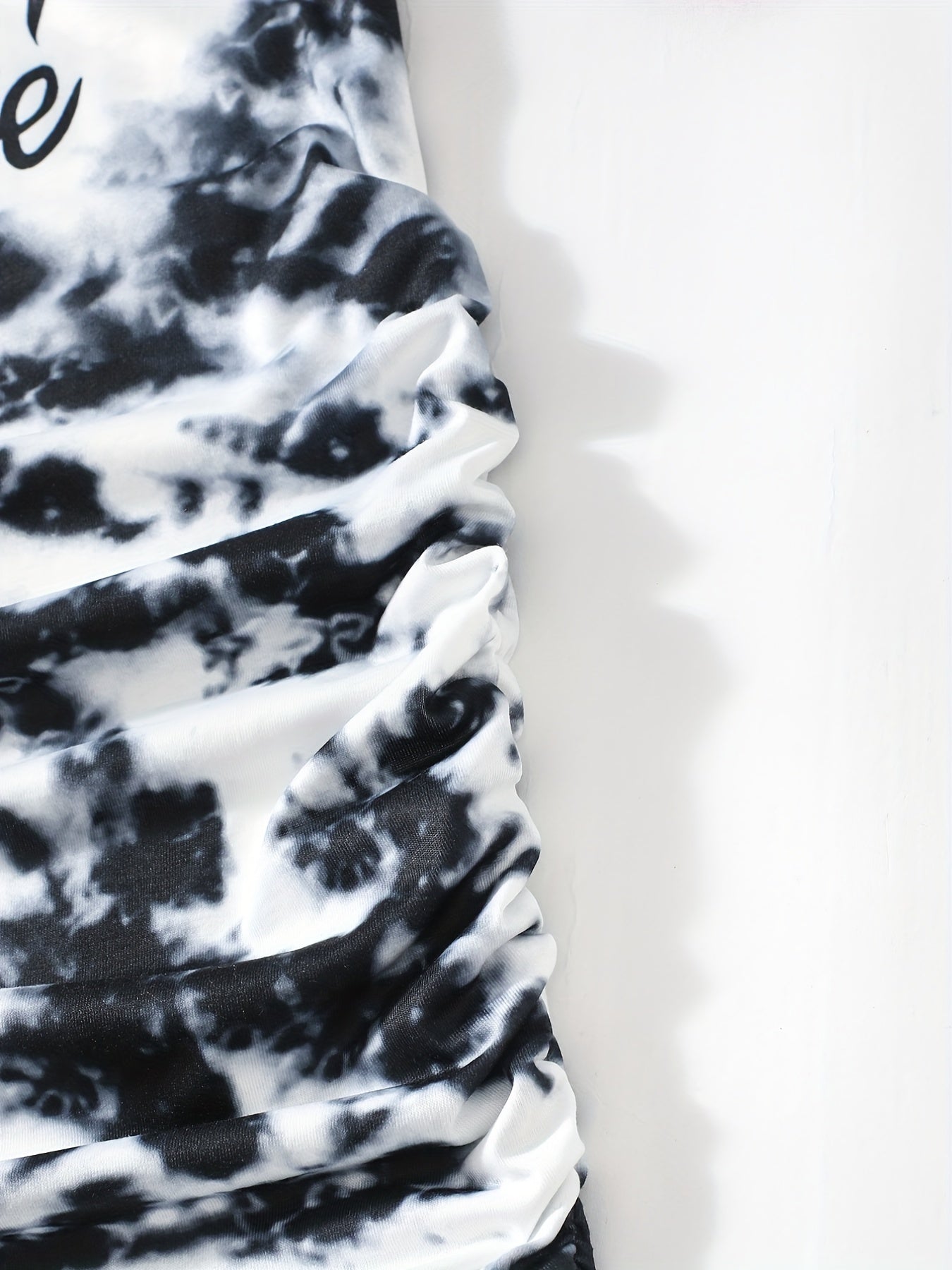 Girls Ruched Side Tie Dye Sleeveless Casual Dress Bodycon Fit Party Vacation