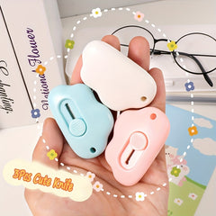3pcs Portable Cloud Shape Mini Utility Retractable Letter Box Cutting