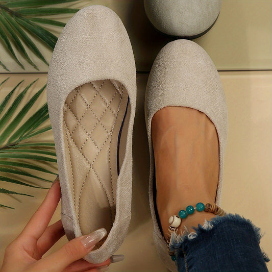 Women's Solid Ballet Shoes Slip On Low Flat Casual Light Shoes